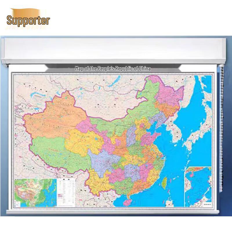 Manual Height-Adjustable Roll-Up Map Display