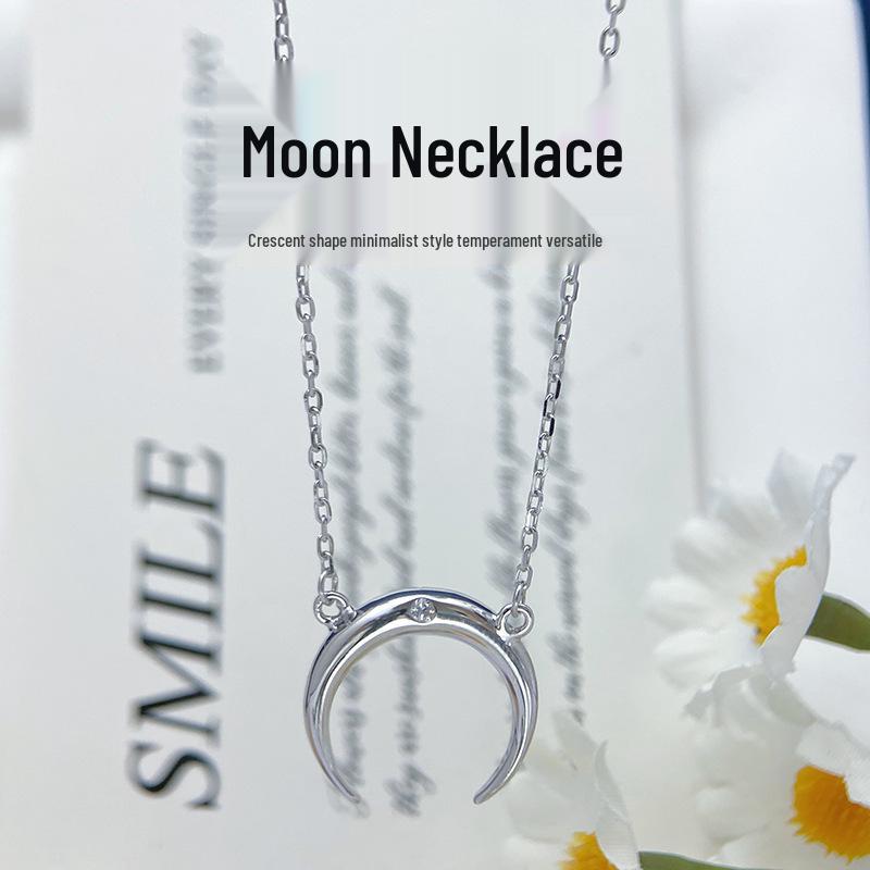 New Style S925 Silver Moon Pendant Necklace - Fashionable, Simple Women's Jewelry for Everyday Wear