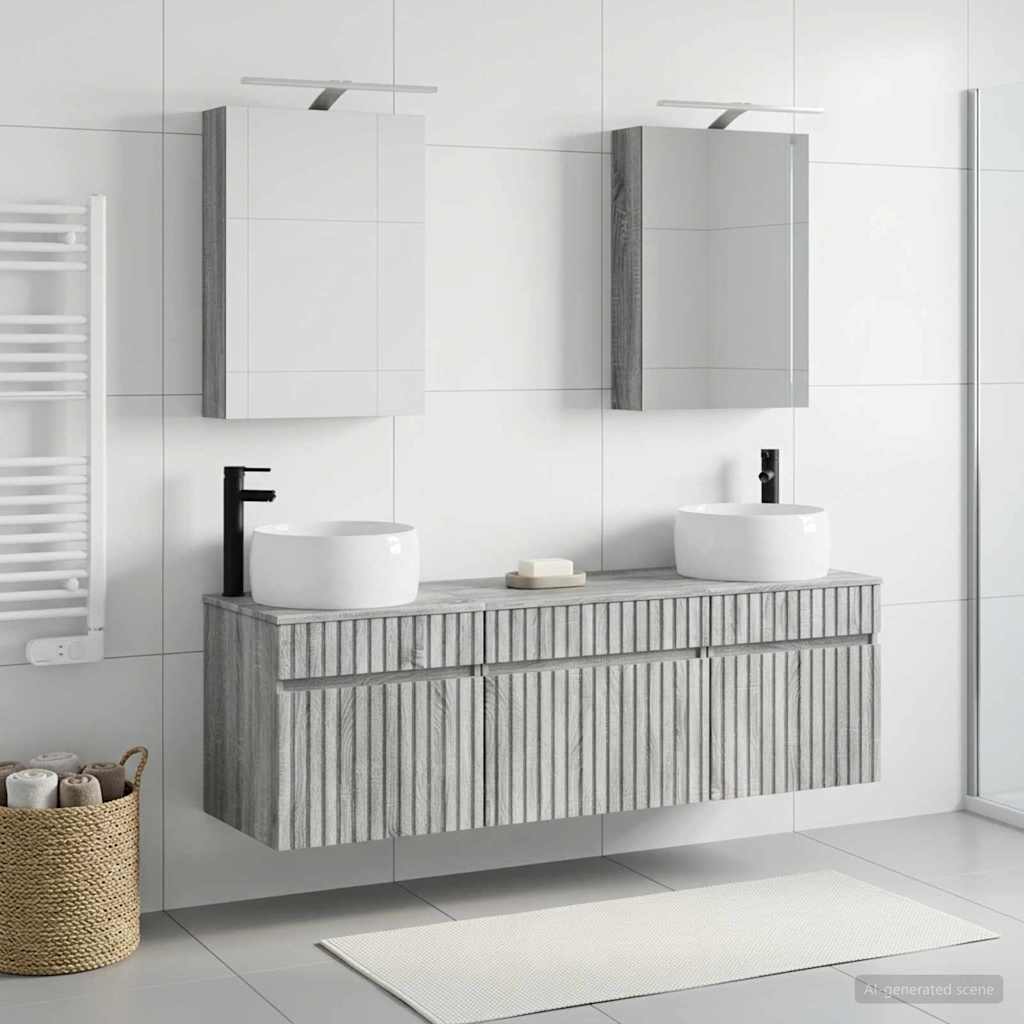 Bathroom Cabinet Set 5 Pcs Grey Sonoma 50 X 14.5 X 70 Cm