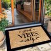 Minimalist Welcome Mat with "Only Good Vibes" Printed on It, Featuring a 1.19cm Sponge Thickness and a Weight of 600 Grams Per Square Meter. This
