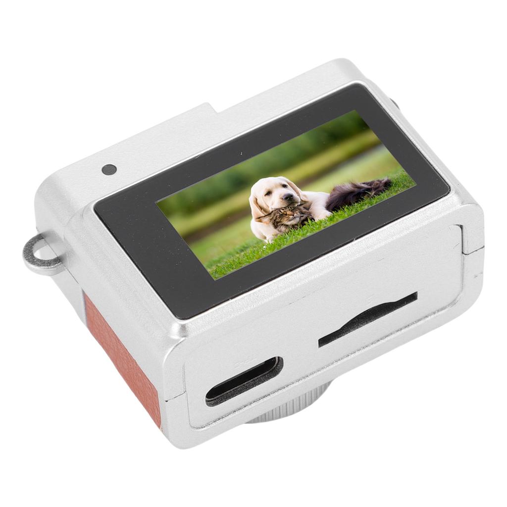 Small Retro Digital Camera 1080P FHD 0.96 Inch Color Screen Keychain Camera with Flash Light 4 Filters for Travel Learning Recordings