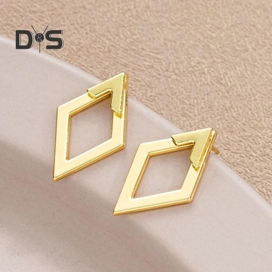 1 Par Pendientes Geométricos de Rombo para Mujer Hipoalergénicos Ligeros Minimalistas Pendientes Statement Pendientes de Tuerca Metálicos Huecos Cuadrados Delanteros Traseros Joyería