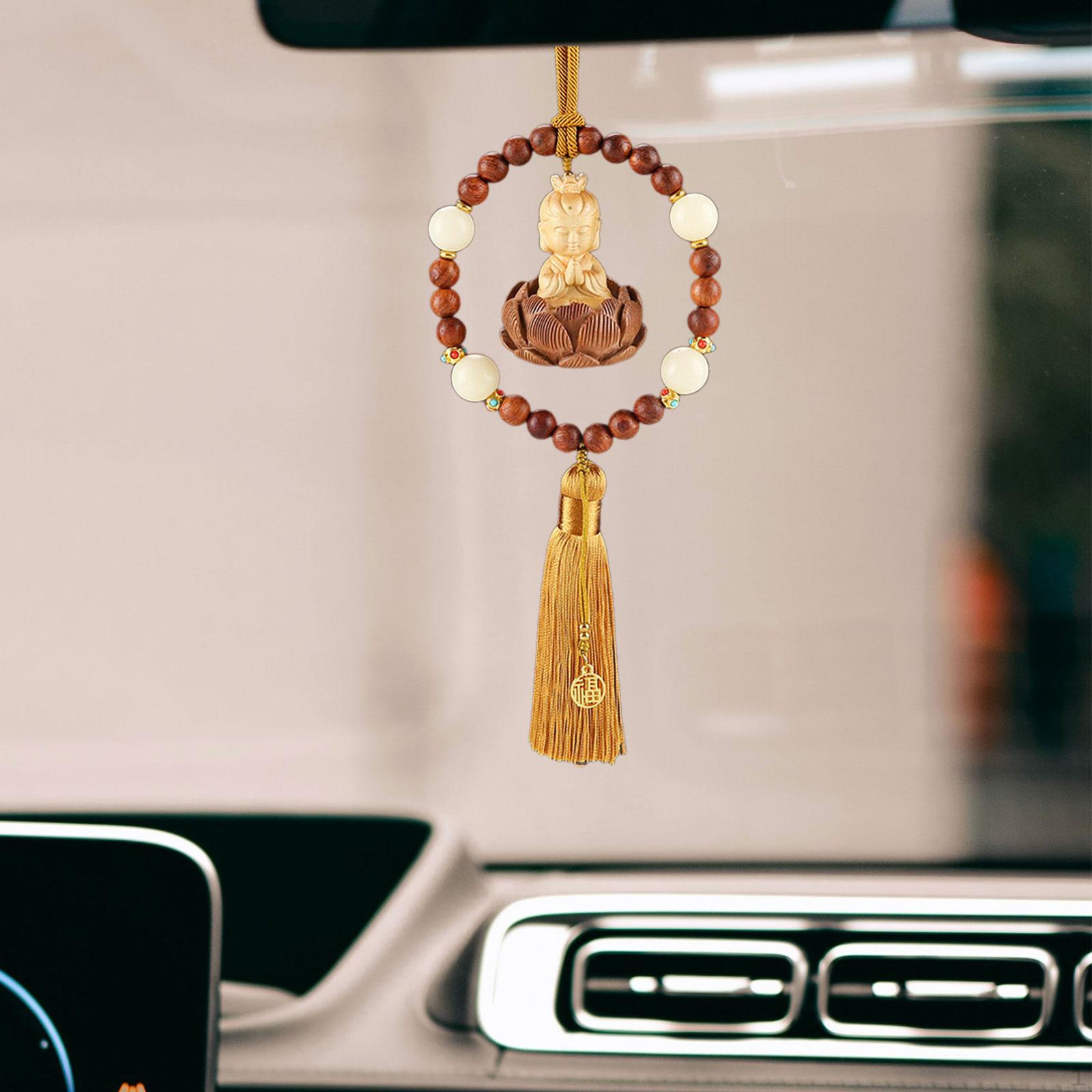

Статуя Будды автомобильный кулон висячий орнамент авто интерьер болтаться декоративный универсальный подарок вид сзади yellow tassel