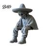 Spooky Aesthetic Office Ornaments 3D Printed Sitting Skeleton Shelf Sitter Figurine, Gothic Hat Desktop Unique Room Accessories Ornament, Trendy Home