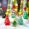6 Pcs Mini Christmas Tree Glass Gifts Set Ornaments Small Glass Christmas Tree Gifts Holiday Dollhouse Miniature Winter Figurines for Crafts DIY