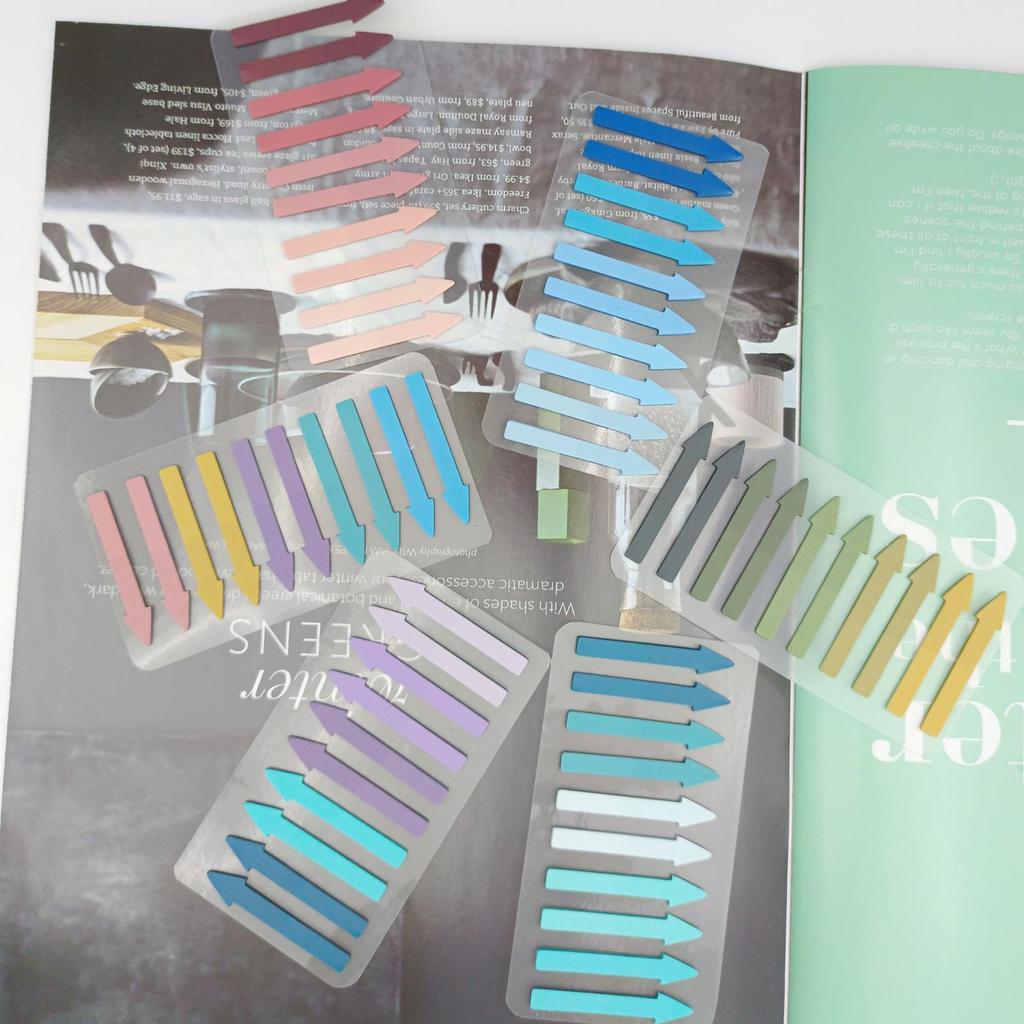 Morandi Gradient Arrow Index Stickers - Transparent & Cute Sticky Notes for Students