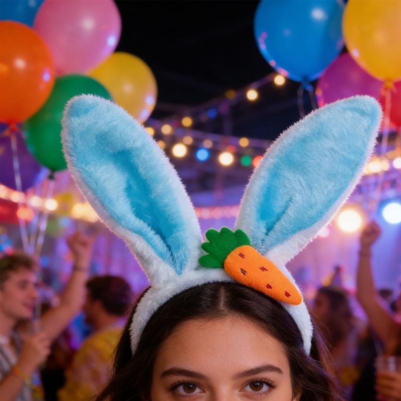 Easter Hare Ear Carrot Hairband Plush Soft Hare Ear Headband For Kids Adult Easter Cosplay Festival Celebration