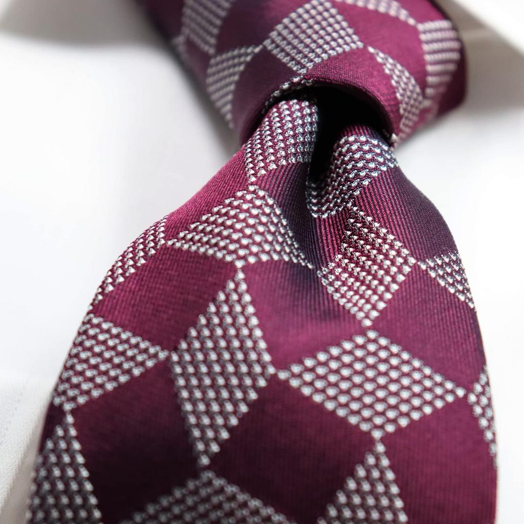[Michiko London] Italian Fabric, Made In Japan. KOSHINO Brand Necktie, Small Pattern, 100% Silk. Perfect As a Gift. Unisex. (MKI-015-B Wine)