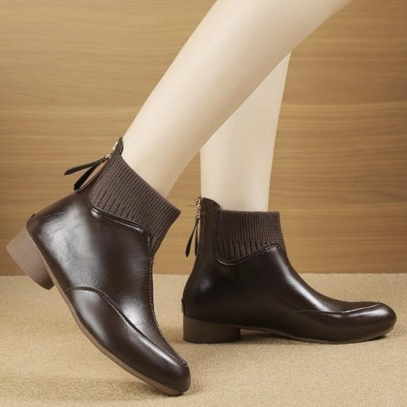 Retro Shoes, Elastic Ankle Boots, Best-selling Boots, Low-heeled Anti-slip Fleece Warm Boots, Women's Shoes