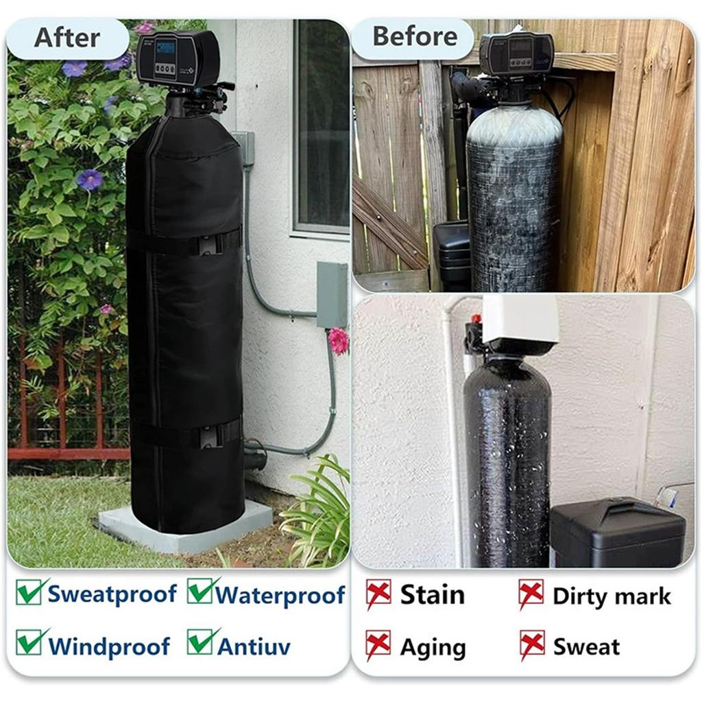 Water Softener Cover Outdoor, 600D Oxford Fabric Water Softener Cover, Water Filter Tank Cover, All Weather (9 * 48in)