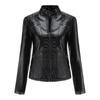 Women's Leather Coat Fashion Trend Simple Autumn Winter Stand Collar Zipper PU Leather Motorcycle Jacket for Women