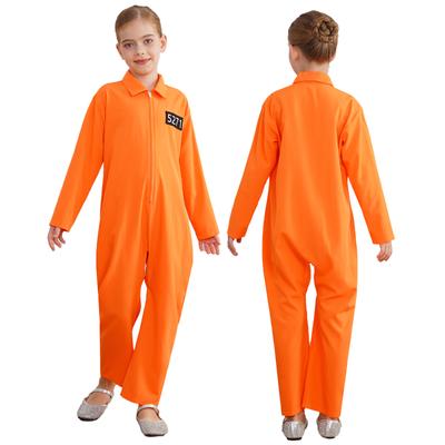 Jailbird-Kostüm für Kinder, langärmelig, Gefangenen-Outfit, gestreifter Overall für Halloween, Cosplay, Rollenspiele