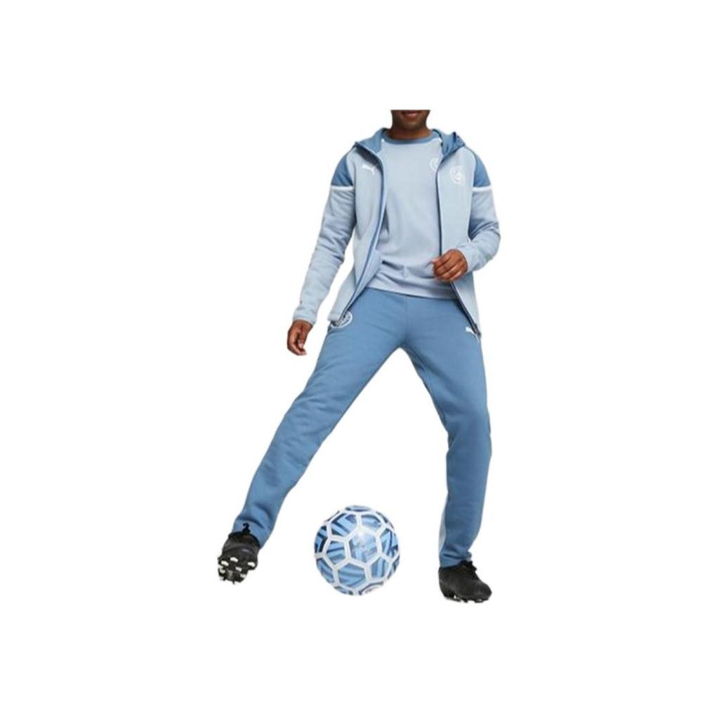 Puma Pantaloni Sport Tricotați Casual cu Talie Medie cu Insignă Logo Mcfc Pantaloni Bărbați Albastru Spălăcit 772906-21