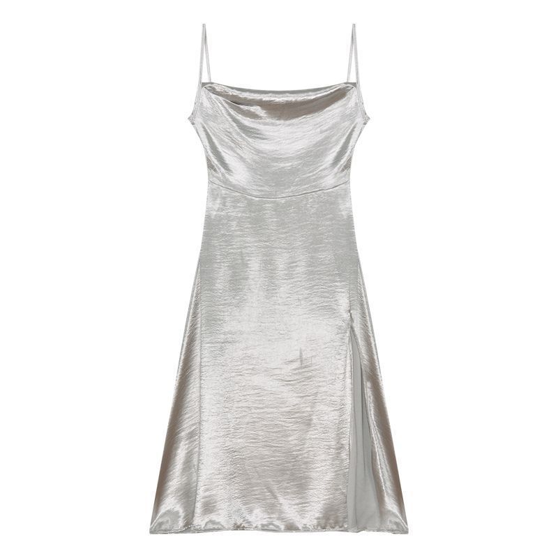 Korean Version Suspender Dress, Summer and Autumn New Split-ended Medium and Long Dress, High-end Temperament, Sexy Slim Skirt