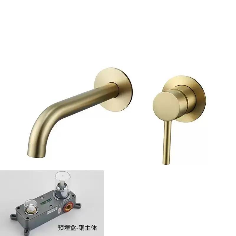 Wall Mounted Concealed Brass Bathroom Basin Faucets Embedded Cartridge Basin Mixer Sink Faucet Washbasin Tap Hot Cold Water Tap