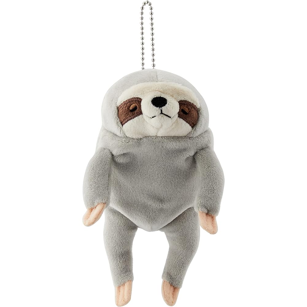 Shinada Global Mochi Series Sloth Plush Toy Gray Mini 7x5x14cm Animal Stuffed Toy