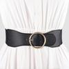 Black Extra Wide Round Buckle Elastic Belt Women'S Waist Seal Decorative Coat Trench Coat With Skirt Suit Waist
