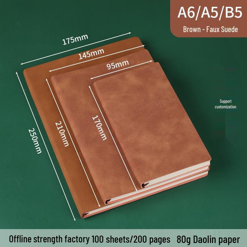 

B5 Soft Leather Notebook with Logo Customization, Thick Cover & Inner Pages - Perfect for University Students or Business Diaries A6 (9.5*17cm)