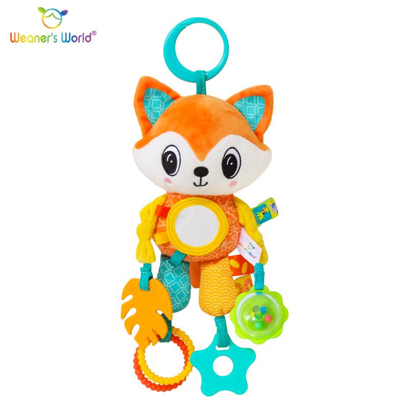 Weaner's World Plush Animal Car and Bed Hanging Toy with Teether and Wind Chime