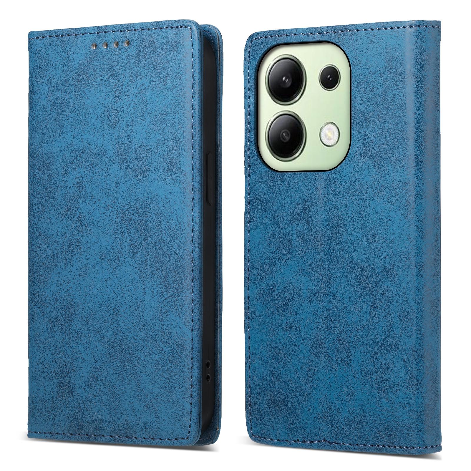 

DF-05 For Xiaomi Redmi Note 13 4G Wallet Case Magnetic Auto Closing Phone Cover Blue