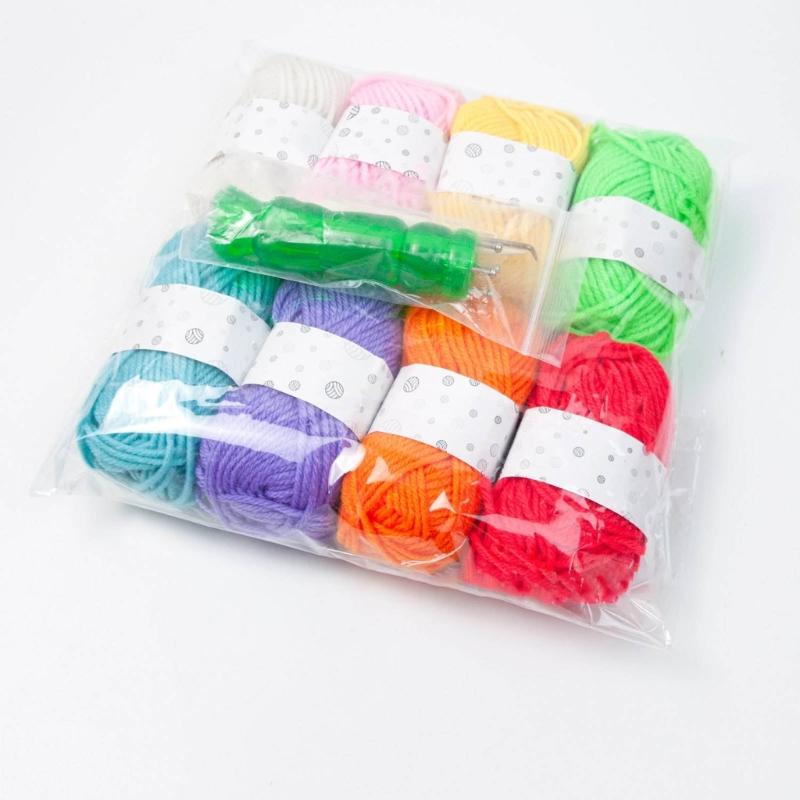 Professional Knit Spool Looms with Wool Set Cord Rope Knitting Weaving Tool with Colorful Wool 6-color/8-color Durable