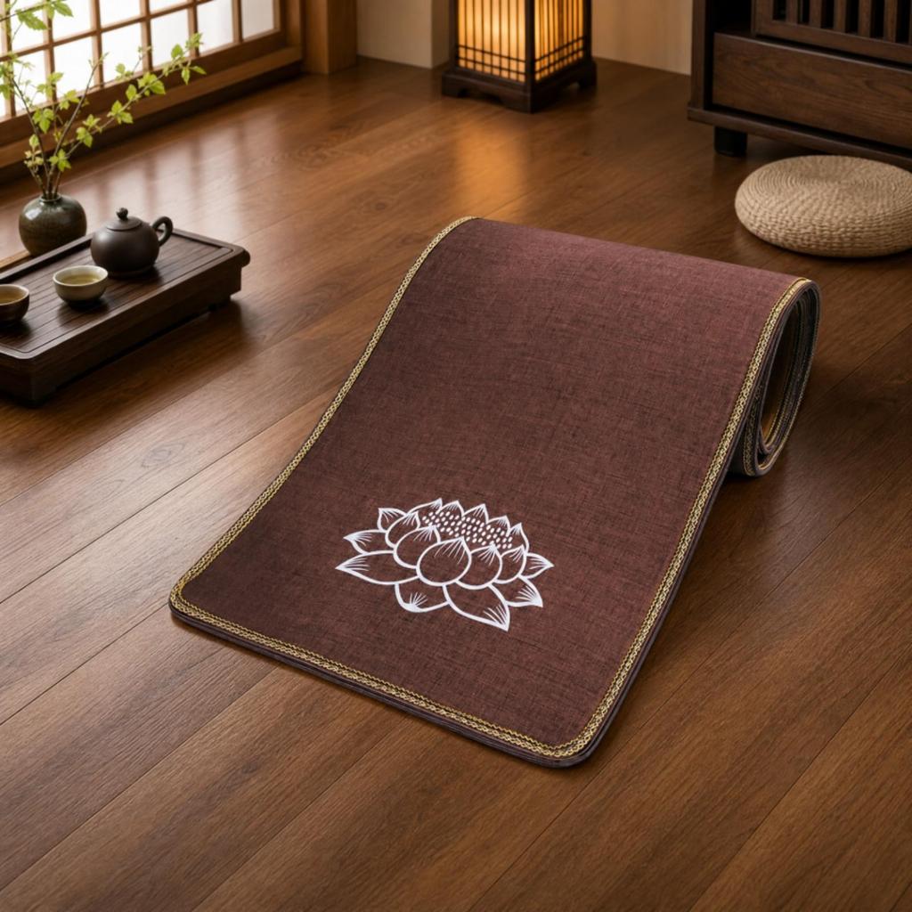 Rollable Floor Mat with Printed Soft-Textured Linen Kneeling for Household