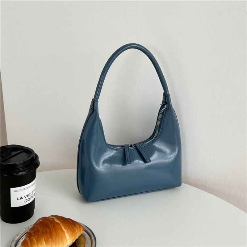 

Весенняя маленькая сумочка женская нишевая сумочка глянцевая сумка под мышкой женская темно-синий