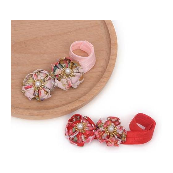 Baby Headband, Cute Ribbon Hair Accessory for Newborns and Toddlers, Japanese Traditional Style, Perfect for Celebrations and Photoshoots (2-Piece