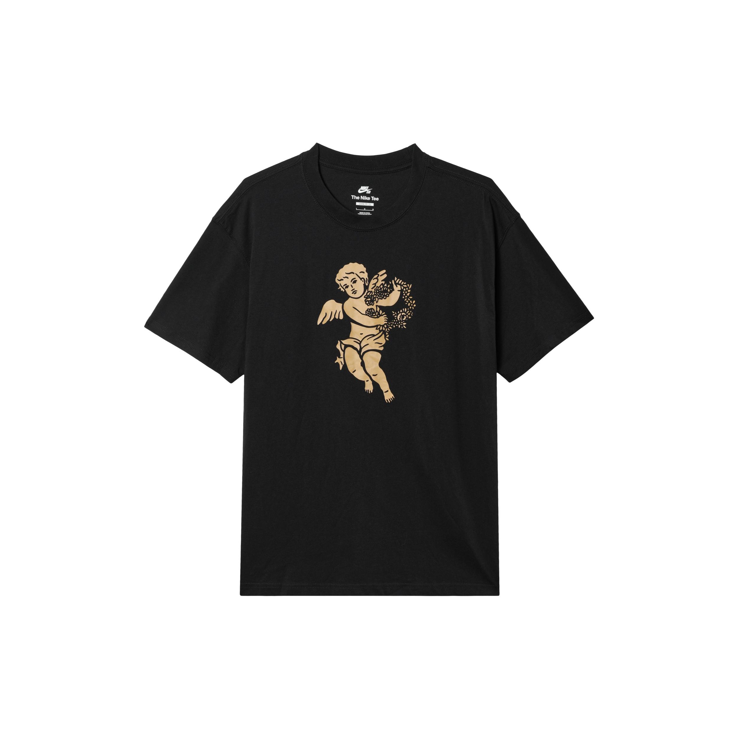 Nike SB Athleisure Casual Sports Breathable Angel Printing Skateboard Short Sleeve Black Men s DJ1219-010 M