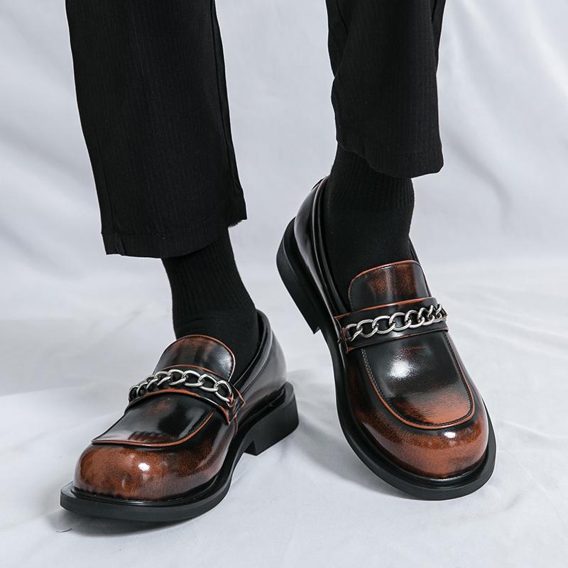 Fashion Spring Fashion New Men's Round Head Business Casual Leather Shoes Luxury Brand Men Comfortable Thick Bottom Banquet Oxford Shoes