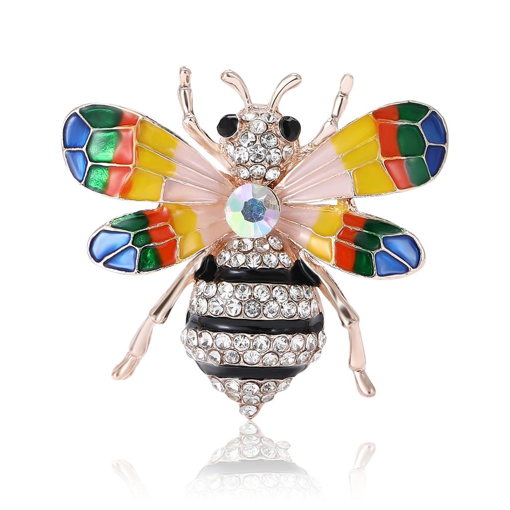 Simple Temperament Alloy Rhinestone Bee Brooch Cartoon Versatile Women'S Sweater Coat Corsage Jewelry Pin