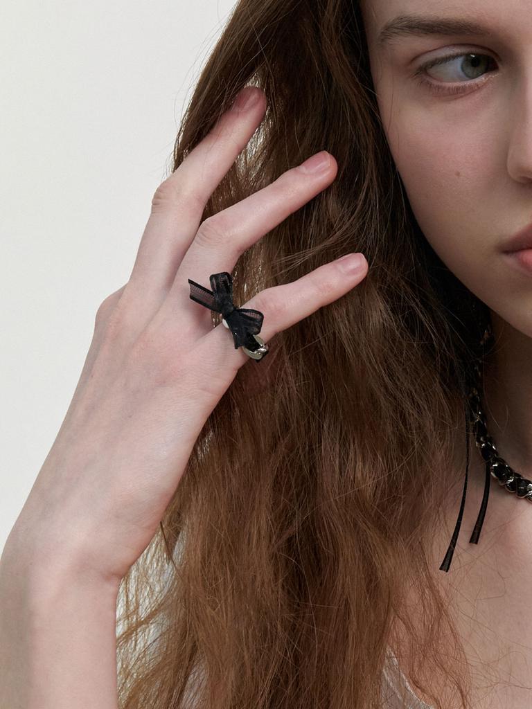 Love Me Monster Sheer Cute Ribbon Chain Ring (L241Mri070)