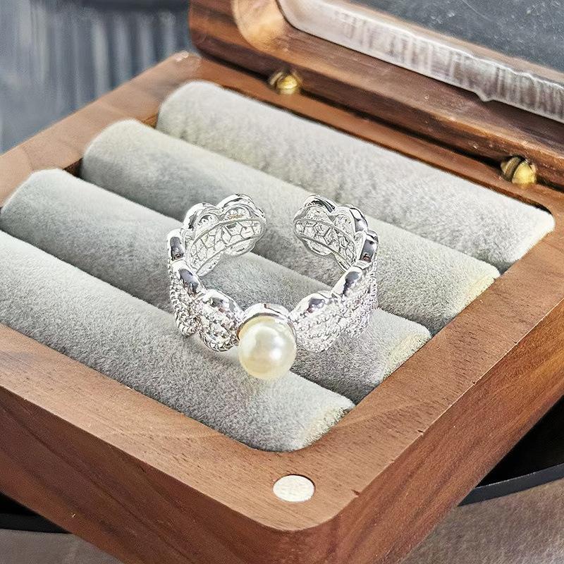 Французское Ретро Нежный Цветок из Бусин Zir*****Кольцо-Ручка Изысканное Модное Нишевое Высококлассное Кольцо Женское Adjustable opening