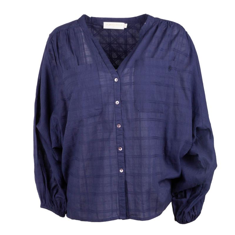 

Женская рубашка в шотландскую синюю клетку с длинными рукавами LA PETITE ETOILE