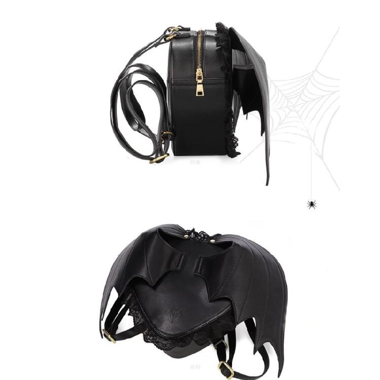 Zaino in Pizzo Trendy ad Ali di Pipistrello Rucksack in PU Daypack Gotico per Shopping e Appuntamenti