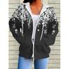 Plus Size Floral Print Zip-Up Hoodie for Women Stylish Comfortable Warm Casual Outerwear with Pockets