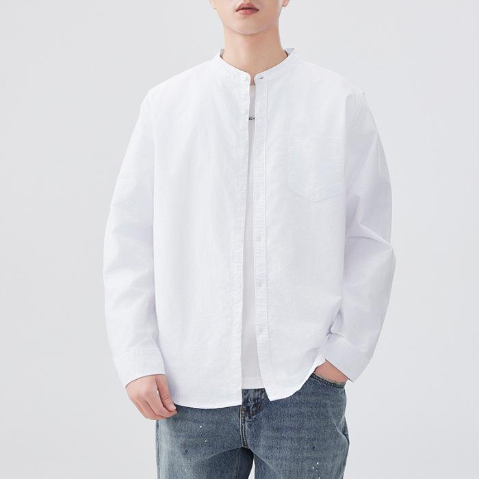 Japanese Retro Oxford Shirt Men's Spring and Summer New Trendy Versatile Long-sleeved Shirt Workwear