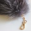 Genuine Fox Tail Fur Handbag Charm Cosplay Toy Fox Hair and Keychain Hook Ring Clip, Brown, Large
