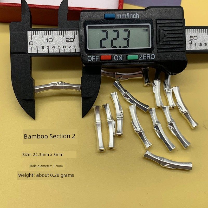 

Pure Silver 999 Sterling Silver Accessories Five Blessing Bamboo Elbow Braided Bracelet DIY Ornament Carrying Strap 3D Hard Silver Horizontal Wear Bamboo Section 2