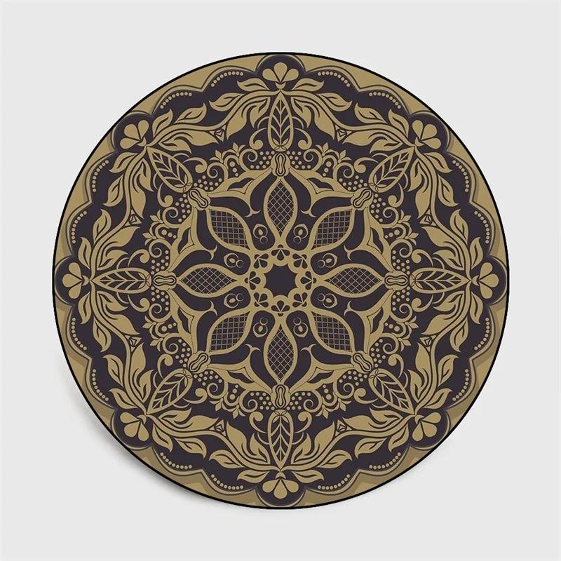 Bohemia Mandala Round Carpet Living Room Geometric Ethnic Flowers Bedroom  Anti-slip Vintage Floor Mat Home Decoration