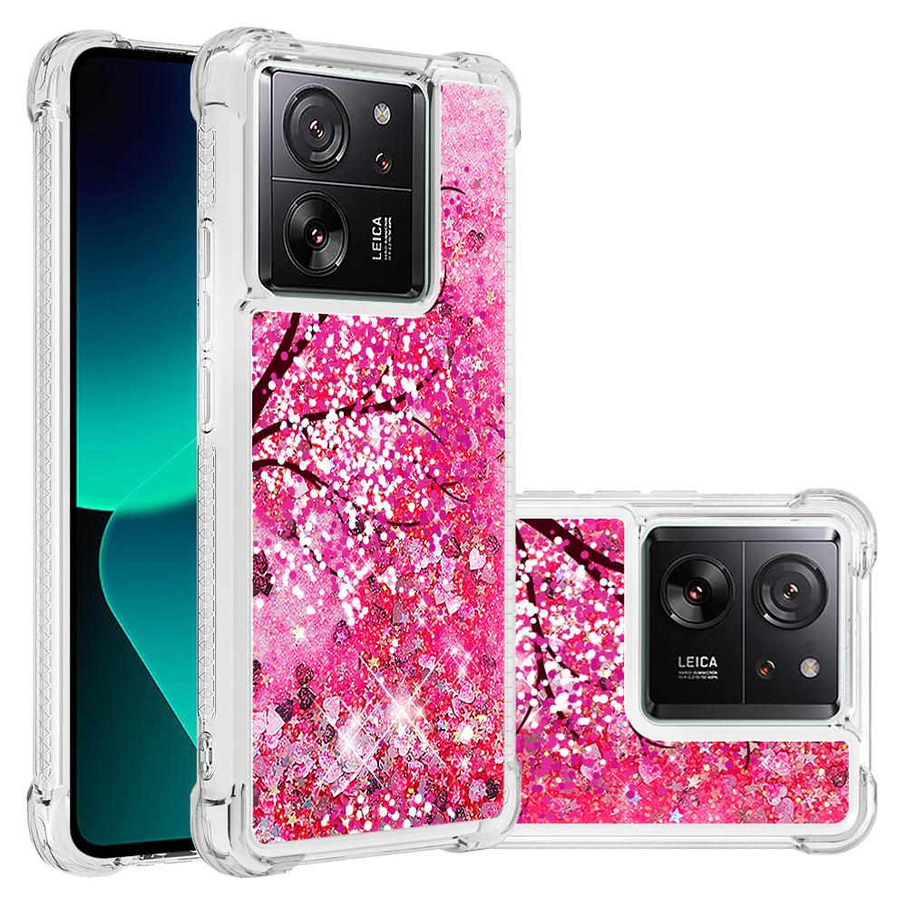 

For Xiaomi 13T/13T Pro/Redmi K60 Ultra TPU Case with Quicksand and Pattern Printed Cherry Blossom
