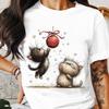 Trendy Womens TShirt ONeck Christmas Decoration Pattern New Year Print Cute Style Clothing Womens Top Printed White TShirt