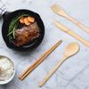 Bamboo Travel Tableware Reusable Bamboo Cutlery Set with Carrying Case Portable Wooden Dinnerware Bamboo Charcoal Toothbrush