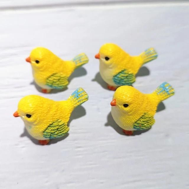 4 Pcs/set Resin Home Ornament Cute Little Birds Animal Model Figurine Glass Decor Miniature Craft Garden DIY Accessories
