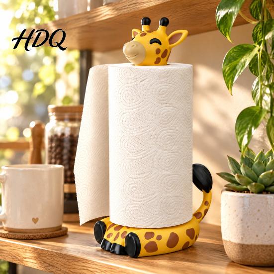 Non Slip Paper Roll Stand Cute Giraffe Towel Holder Sturdy PLA 3D Printed Standing Novelty Home Decor Gift Dispenser Decorative Animal Napkin