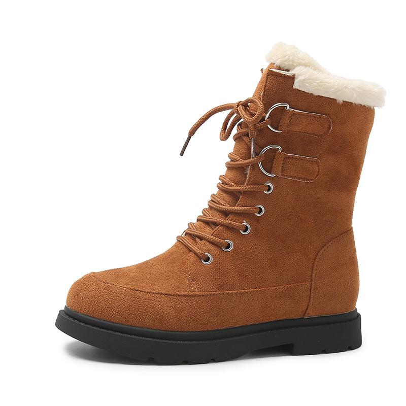 

Мода Модные Меховые Теплые Женские Ботильоны на Шнуровке 2024 Зима Новые Повседневные Плюшевые на Среднем Каблуке с Увеличенной Круглой Носочной Частью Рабочие Ботинки Zapatos 35 шоколадный