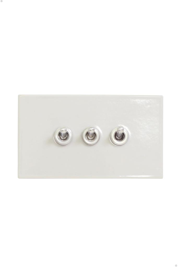 ZOLBONNE Toggle Switch Plate, Ceramic Flat, Aluminum Lever Switch [Made in Japan] Horizontal/Single/3 Ports