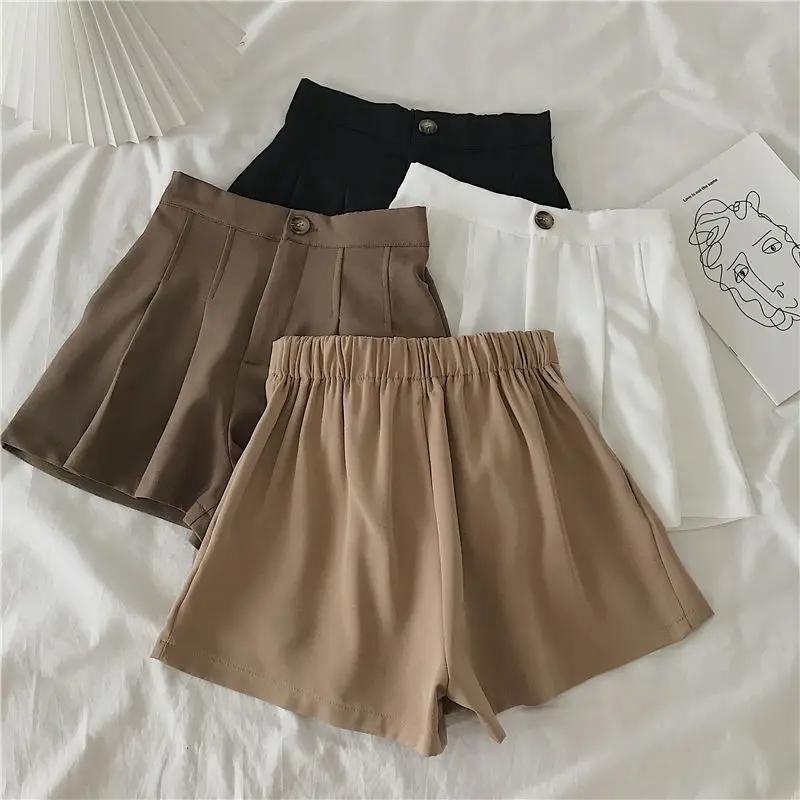 Summer Oversized Pleated Shorts High Waisted A-line Wide Leg Pants Casual Pants