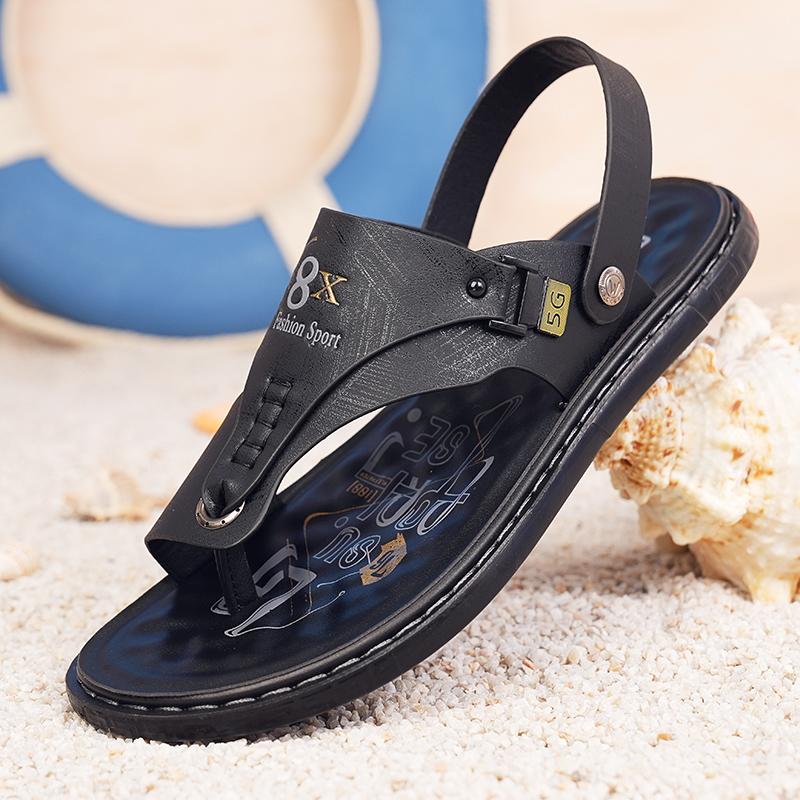 New Men Sandals High Quality Leather Casual Sandal Luxury Non Slip Outdoor Beach Shoes for Men Summer Sandalia Male Flip-flops
