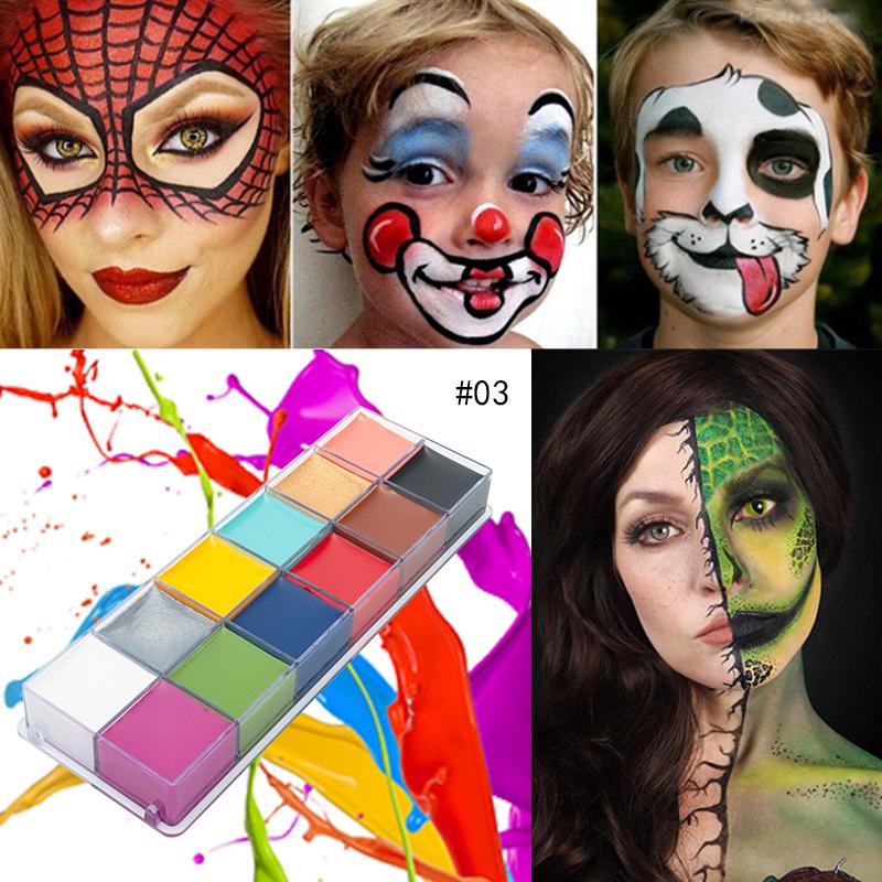 12-Color Theatrical Oil Paints for Body Makeup and Halloween, Opera, and World Cup Face Painting